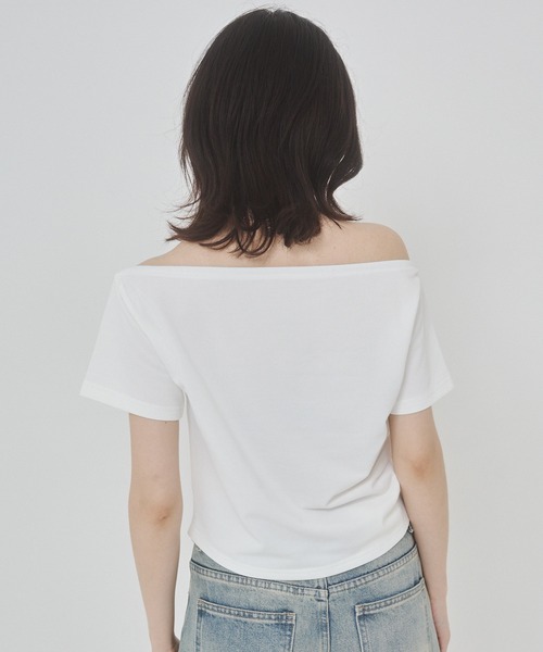 ENVYM(アンビー)の「ミニ裏毛オフショルトップス(Tシャツ/カットソー・レディース・グレー/ブラック/ホワイト・FREE)」の12枚目の写真