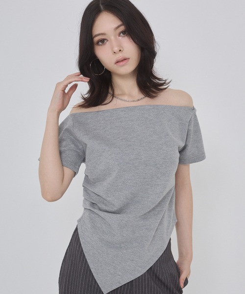 ENVYM(アンビー)の「ミニ裏毛オフショルトップス(Tシャツ/カットソー・レディース・グレー/ブラック/ホワイト・FREE)」の15枚目の写真