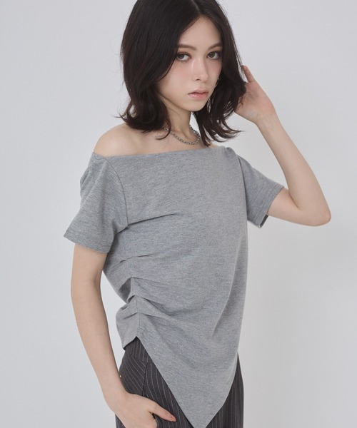 ENVYM(アンビー)の「ミニ裏毛オフショルトップス(Tシャツ/カットソー・レディース・グレー/ブラック/ホワイト・FREE)」の16枚目の写真