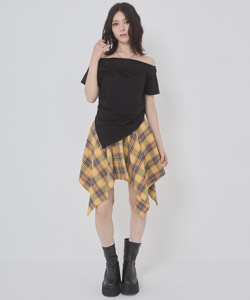 ENVYM(アンビー)の「ミニ裏毛オフショルトップス(Tシャツ/カットソー・レディース・グレー/ブラック/ホワイト・FREE)」の7枚目の写真