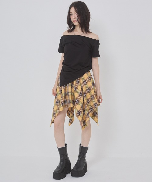 ENVYM(アンビー)の「ミニ裏毛オフショルトップス(Tシャツ/カットソー・レディース・グレー/ブラック/ホワイト・FREE)」の9枚目の写真
