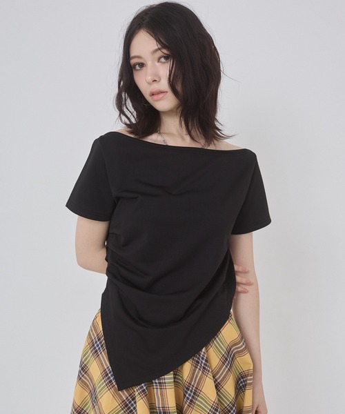 ENVYM(アンビー)の「ミニ裏毛オフショルトップス(Tシャツ/カットソー・レディース・グレー/ブラック/ホワイト・FREE)」の6枚目の写真