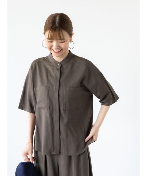 Lugnoncure（ルノンキュール）の「【セットアップ可】レーヨン麻半袖シャツ（シャツ/ブラウス・レディース・カーキ/ブラウン/ベージュ・F）」の3枚目の写真