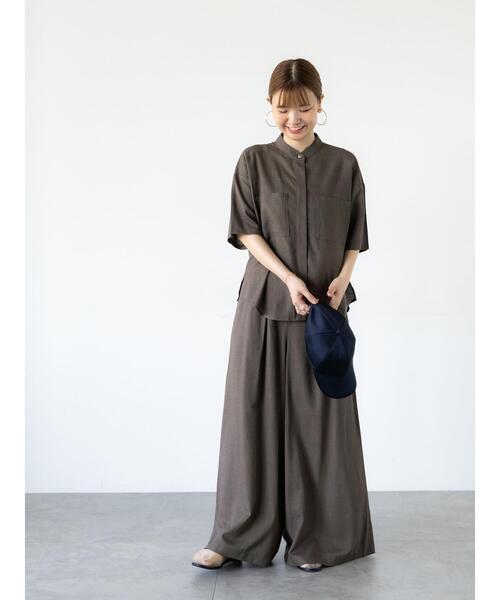 Lugnoncure（ルノンキュール）の「【セットアップ可】レーヨン麻半袖シャツ（シャツ/ブラウス・レディース・カーキ/ブラウン/ベージュ・F）」の4枚目の写真