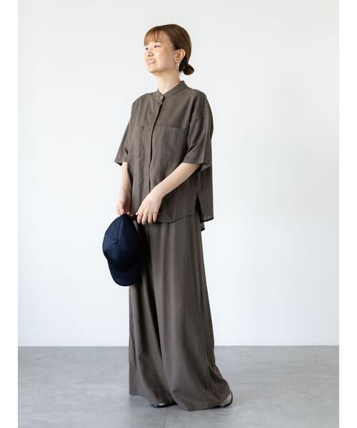 Lugnoncure（ルノンキュール）の「【セットアップ可】レーヨン麻半袖シャツ（シャツ/ブラウス・レディース・カーキ/ブラウン/ベージュ・F）」の5枚目の写真