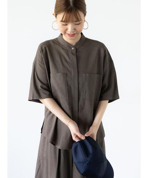 Lugnoncure（ルノンキュール）の「【セットアップ可】レーヨン麻半袖シャツ（シャツ/ブラウス・レディース・カーキ/ブラウン/ベージュ・F）」の6枚目の写真