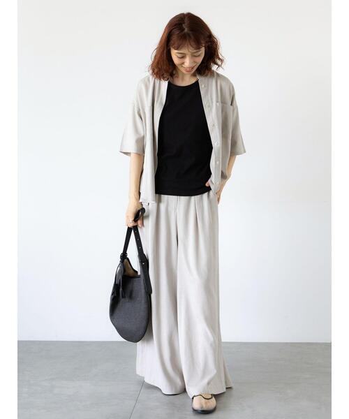 Lugnoncure（ルノンキュール）の「【セットアップ可】レーヨン麻半袖シャツ（シャツ/ブラウス・レディース・カーキ/ブラウン/ベージュ・F）」の7枚目の写真