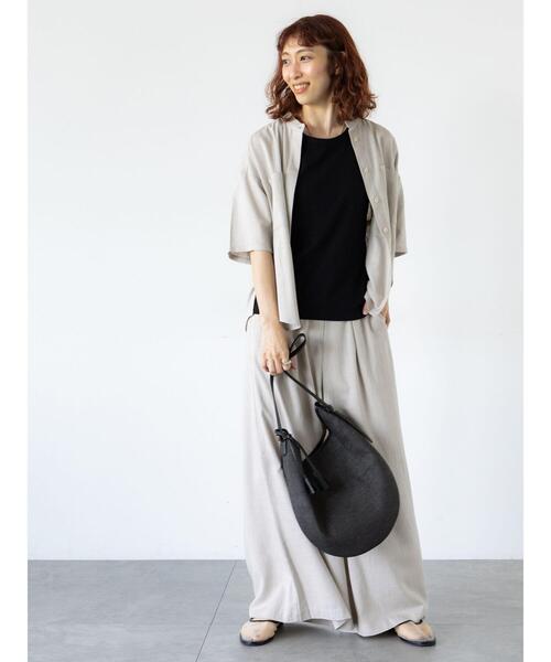 Lugnoncure（ルノンキュール）の「【セットアップ可】レーヨン麻半袖シャツ（シャツ/ブラウス・レディース・カーキ/ブラウン/ベージュ・F）」の8枚目の写真