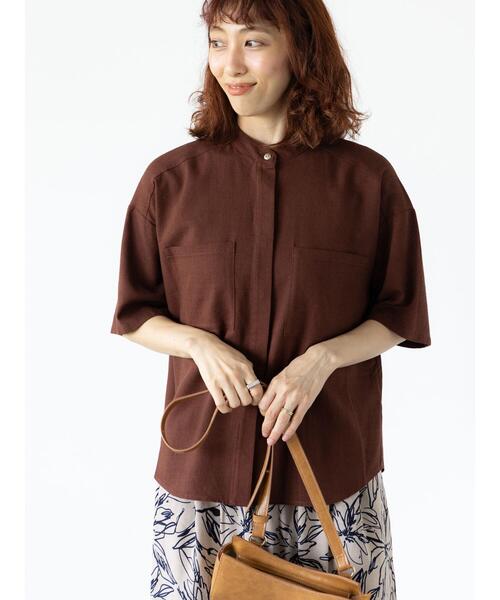 Lugnoncure（ルノンキュール）の「【セットアップ可】レーヨン麻半袖シャツ（シャツ/ブラウス・レディース・カーキ/ブラウン/ベージュ・F）」の11枚目の写真