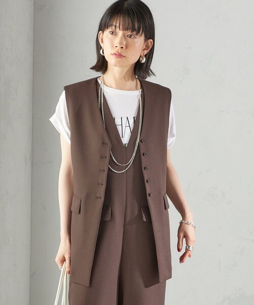 GALERIE VIE ダブルクロスVネックスリーブレスベスト ダブルクロス Vネックスリーブレスベスト（ベスト）｜GALERIE VIE