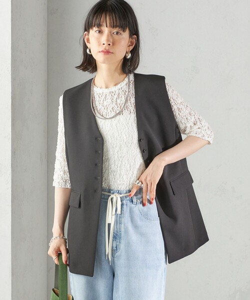 GALERIE VIE ダブルクロスVネックスリーブレスベスト ダブルクロス Vネックスリーブレスベスト（ベスト）｜GALERIE VIE