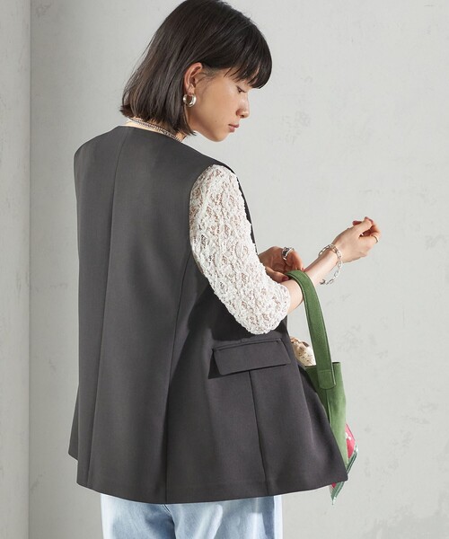 SHIPS(シップス)の「〈手洗い可能〉ハイカウント ダブルクロス ジレ(ベスト・レディース・ブラウン/ブラック・ONE SIZE)」の11枚目の写真