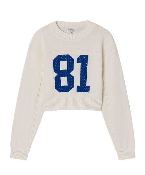 GUESS JEANS（ゲスジーンズ）の「GUESS JEANS Ls Cn Crop 81 Sweater セーター（ニット/セーター・レディース・グレー/オフホワイト・MEDIUM/SMALL/X-SMALL/LARGE）」の12枚目の写真