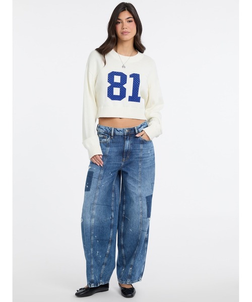 GUESS JEANS（ゲスジーンズ）の「GUESS JEANS Ls Cn Crop 81 Sweater セーター（ニット/セーター・レディース・グレー/オフホワイト・MEDIUM/SMALL/X-SMALL/LARGE）」の14枚目の写真