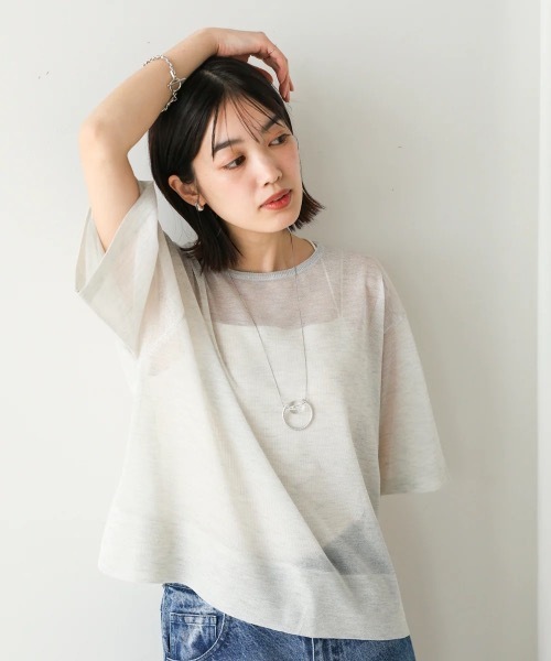 Bou Jeloud（ブージュルード）の「スパーク糸シアープルオーバー（ニット/セーター・レディース・ブラック/グレー/ピンク・FREE）」の4枚目の写真