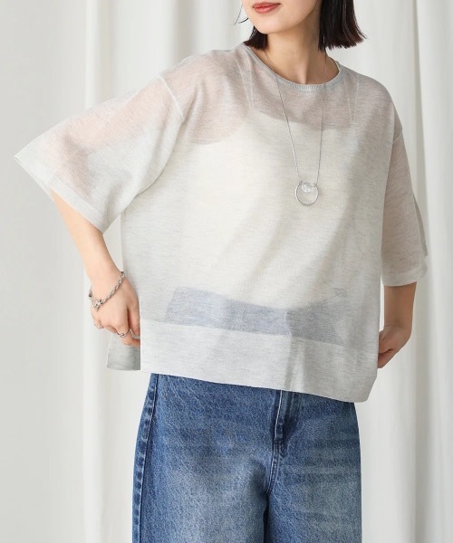 Bou Jeloud（ブージュルード）の「スパーク糸シアープルオーバー（ニット/セーター・レディース・ブラック/グレー/ピンク・FREE）」の5枚目の写真