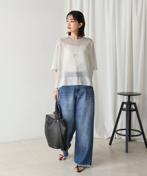 Bou Jeloud（ブージュルード）の「スパーク糸シアープルオーバー（ニット/セーター・レディース・ブラック/グレー/ピンク・FREE）」の6枚目の写真