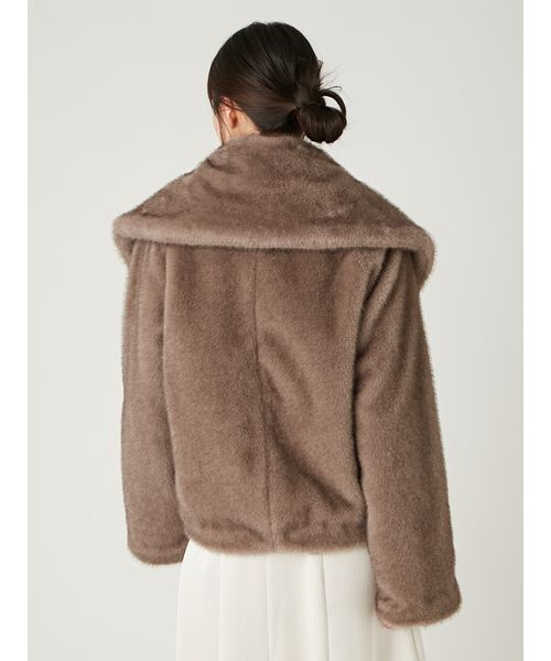 FRAY I.D(フレイアイディー)の「ECOPELビッグカラーショートジャケット(ブルゾン・レディース・モカ/アイボリー/ライトブルー・0/1)」の9枚目の写真