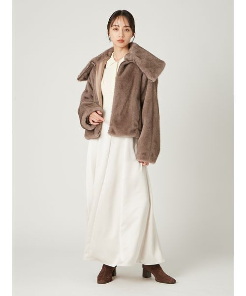 セール】ECOPELビッグカラーショートジャケット（ブルゾン）｜FRAY I.D