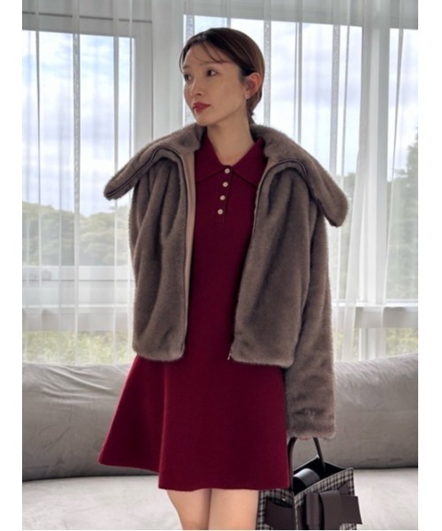 ECOPELビッグカラーショートジャケット（ブルゾン）｜FRAY I.D（フレイ