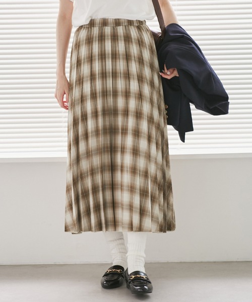 ROPE' PICNIC（ロペピクニック）の「チェック柄プリーツスカート（スカート・レディース・ブラック系その他/モスグリーン/キャメル・FREE）」の3枚目の写真