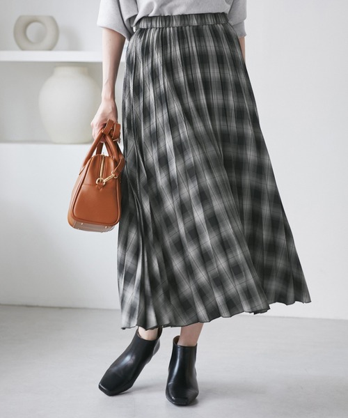 ROPE' PICNIC（ロペピクニック）の「チェック柄プリーツスカート（スカート・レディース・ブラック系その他/モスグリーン/キャメル・FREE）」の7枚目の写真