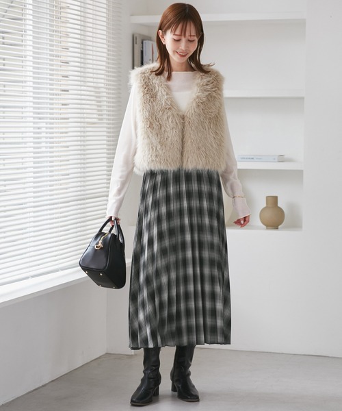 ROPE' PICNIC（ロペピクニック）の「チェック柄プリーツスカート（スカート・レディース・ブラック系その他/モスグリーン/キャメル・FREE）」の9枚目の写真