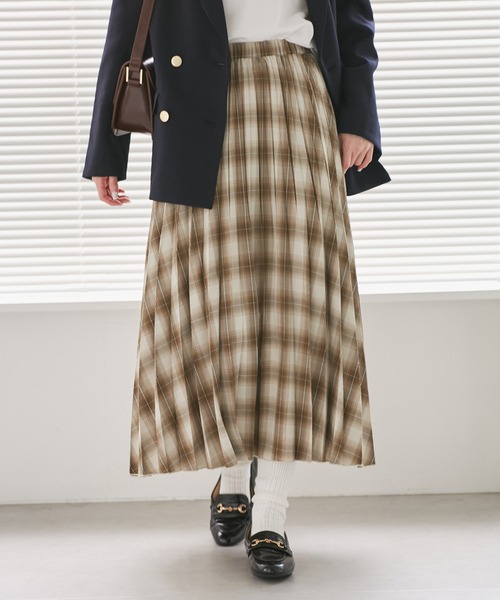 ROPE' PICNIC（ロペピクニック）の「チェック柄プリーツスカート（スカート・レディース・ブラック系その他/モスグリーン/キャメル・FREE）」の14枚目の写真