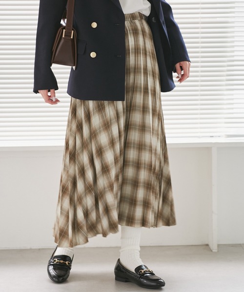 ROPE' PICNIC（ロペピクニック）の「チェック柄プリーツスカート（スカート・レディース・ブラック系その他/モスグリーン/キャメル・FREE）」の15枚目の写真