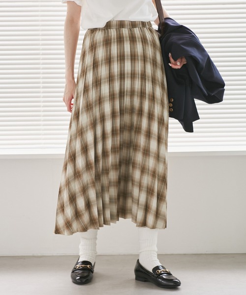 ROPE' PICNIC（ロペピクニック）の「チェック柄プリーツスカート（スカート・レディース・ブラック系その他/モスグリーン/キャメル・FREE）」の16枚目の写真