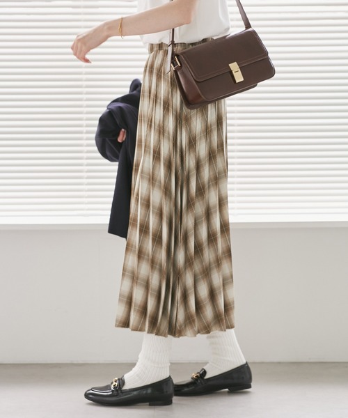 ROPE' PICNIC（ロペピクニック）の「チェック柄プリーツスカート（スカート・レディース・ブラック系その他/モスグリーン/キャメル・FREE）」の18枚目の写真