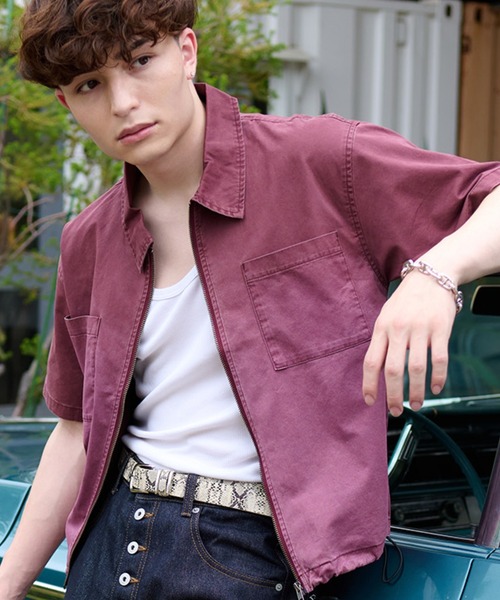 kutir（クティール）の「GRADATION PROCESSING ZIP SHIRT／グラデーション加工ジップシャツ（シャツ/ブラウス・メンズ・ブラック/グレー/ボルドー・LARGE/MEDIUM）」の3枚目の写真