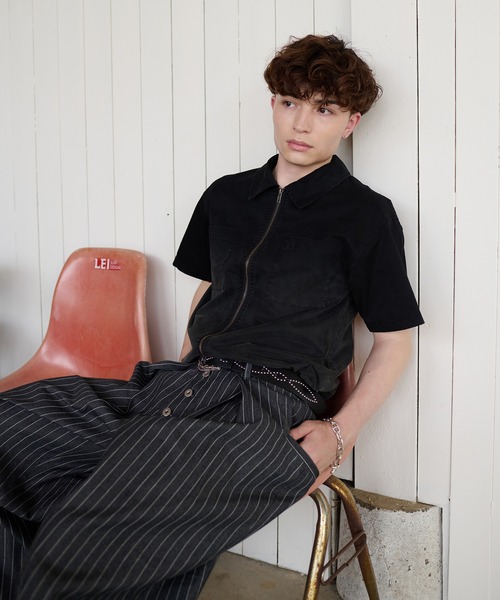 kutir（クティール）の「GRADATION PROCESSING ZIP SHIRT／グラデーション加工ジップシャツ（シャツ/ブラウス・メンズ・ブラック/グレー/ボルドー・LARGE/MEDIUM）」の10枚目の写真