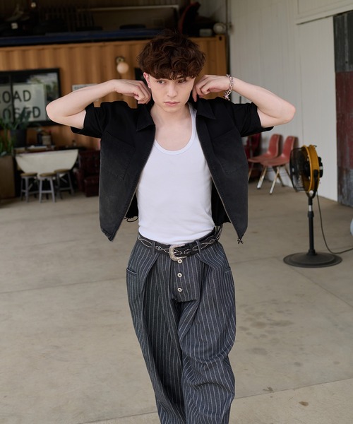 kutir（クティール）の「GRADATION PROCESSING ZIP SHIRT／グラデーション加工ジップシャツ（シャツ/ブラウス・メンズ・ブラック/グレー/ボルドー・LARGE/MEDIUM）」の9枚目の写真