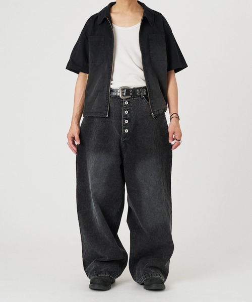 kutir（クティール）の「GRADATION PROCESSING ZIP SHIRT／グラデーション加工ジップシャツ（シャツ/ブラウス・メンズ・ブラック/グレー/ボルドー・LARGE/MEDIUM）」の4枚目の写真