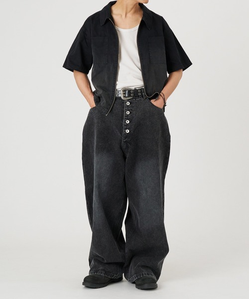 kutir（クティール）の「GRADATION PROCESSING ZIP SHIRT／グラデーション加工ジップシャツ（シャツ/ブラウス・メンズ・ブラック/グレー/ボルドー・LARGE/MEDIUM）」の5枚目の写真