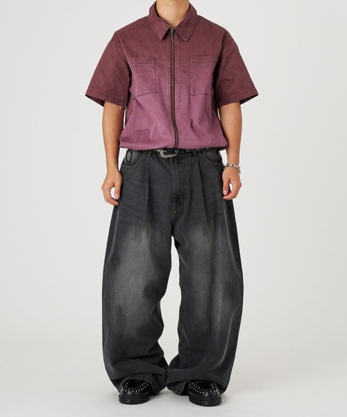 kutir（クティール）の「GRADATION PROCESSING ZIP SHIRT／グラデーション加工ジップシャツ（シャツ/ブラウス・メンズ・ブラック/グレー/ボルドー・LARGE/MEDIUM）」の7枚目の写真