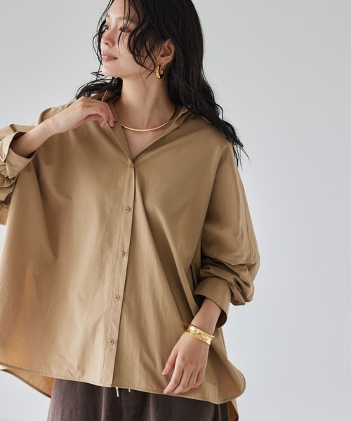 BARNYARDSTORM(バンヤードストーム)の「BARNYARDSTORM / サイドスリットワイドシャツ/ マシンウォッシャブル(シャツ/ブラウス・レディース・ブルー/ホワイト/ベージュ・FREE)」の1枚目の写真