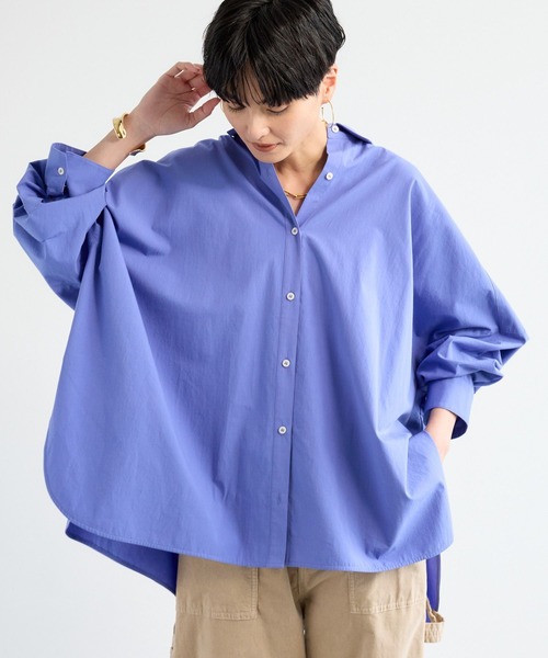 BARNYARDSTORM(バンヤードストーム)の「BARNYARDSTORM / サイドスリットワイドシャツ/ マシンウォッシャブル(シャツ/ブラウス・レディース・ブルー/ホワイト/ベージュ・FREE)」の8枚目の写真