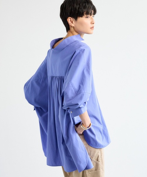 BARNYARDSTORM(バンヤードストーム)の「BARNYARDSTORM / サイドスリットワイドシャツ/ マシンウォッシャブル(シャツ/ブラウス・レディース・ブルー/ホワイト/ベージュ・FREE)」の9枚目の写真