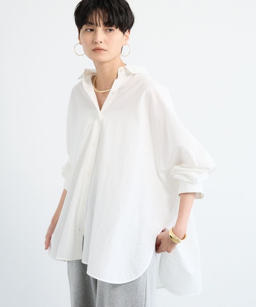 BARNYARDSTORM(バンヤードストーム)の「BARNYARDSTORM / サイドスリットワイドシャツ/ マシンウォッシャブル(シャツ/ブラウス・レディース・ブルー/ホワイト/ベージュ・FREE)」の5枚目の写真