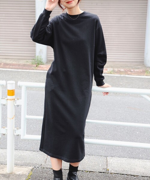セール】袖フォルム 裏毛 ワンピース (洗濯可)（ワンピース）｜B:MING