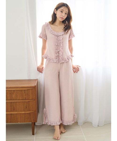 snidel ガーゼフリルレースチュニック ガーゼレースパンツ snidel