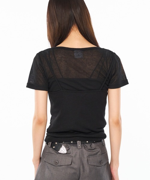 WISH FOR EVER(ウィッシュフォーエバー)の「LAYERED DOCKING HENRY NECK T / レイヤードドッキングヘンリーネックT(Tシャツ/カットソー・レディース・オフホワイト/ライトブルー/ブラック・SMALL/MEDIUM)」の5枚目の写真