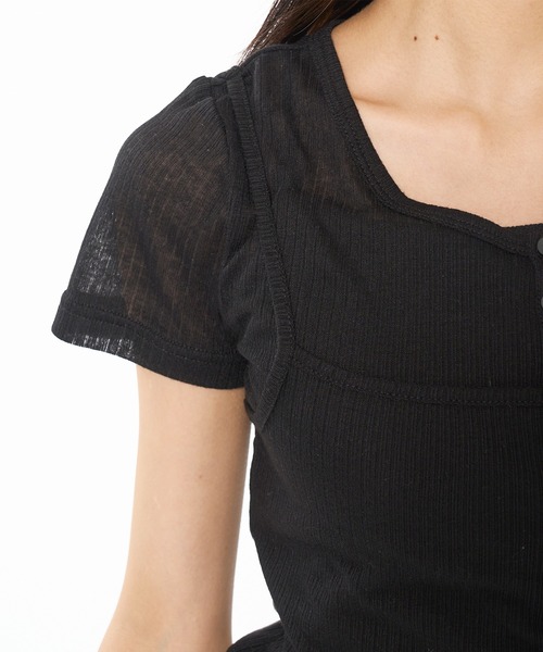 WISH FOR EVER(ウィッシュフォーエバー)の「LAYERED DOCKING HENRY NECK T / レイヤードドッキングヘンリーネックT(Tシャツ/カットソー・レディース・オフホワイト/ライトブルー/ブラック・SMALL/MEDIUM)」の8枚目の写真