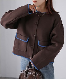 Riberry（リベリー）の「配色パイピングニットカーディガン（カーディガン/ボレロ）」