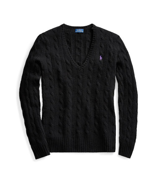 POLO RALPH LAUREN（ポロ ラルフ ローレン）の「ウール ブレンド Vネック セーター（ニット/セーター・レディース・レッド/ブラック/ブルー・X-LARGE/X-SMALL/SMALL/MEDIUM/LARGE）」の2枚目の写真