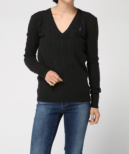 POLO RALPH LAUREN（ポロ ラルフ ローレン）の「ウール ブレンド Vネック セーター（ニット/セーター・レディース・レッド/ブラック/ブルー・X-LARGE/X-SMALL/SMALL/MEDIUM/LARGE）」の17枚目の写真