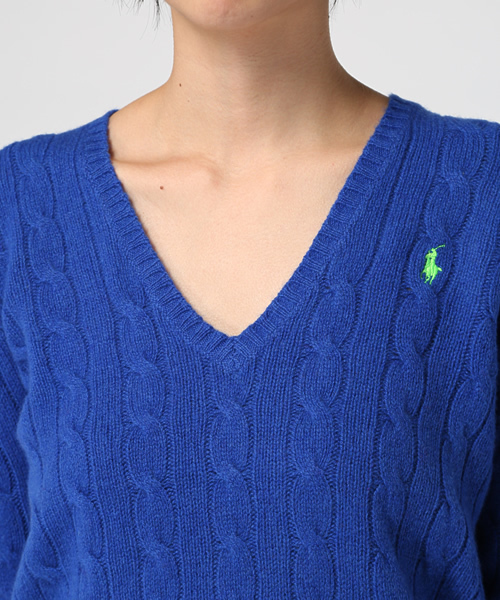 POLO RALPH LAUREN（ポロ ラルフ ローレン）の「ウール ブレンド Vネック セーター（ニット/セーター・レディース・レッド/ブラック/ブルー・X-LARGE/X-SMALL/SMALL/MEDIUM/LARGE）」の9枚目の写真
