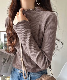 classicalelf | 華奢見え叶える程よいフィット感。配色メロウリブニットトップス（長袖）(ニット/セーター)